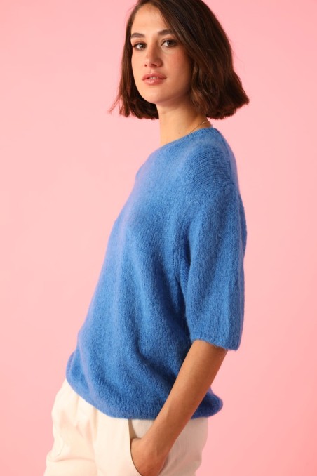 Suéter de alpaca superfino azul cielo