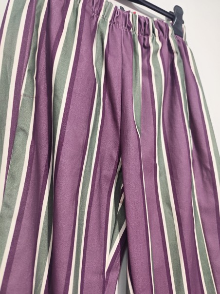 Pantalón MULTIRAYAS Malva y Verde
