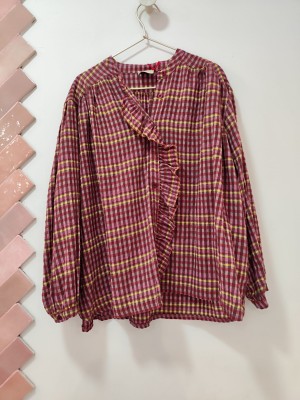 Camisa CUADROS magenta y amarillo