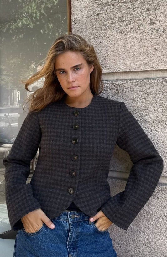 Chaqueta Petrine Cuadros Gris/Marrón