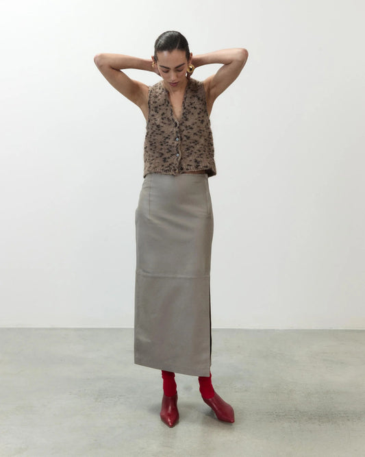 Falda Piel Gris